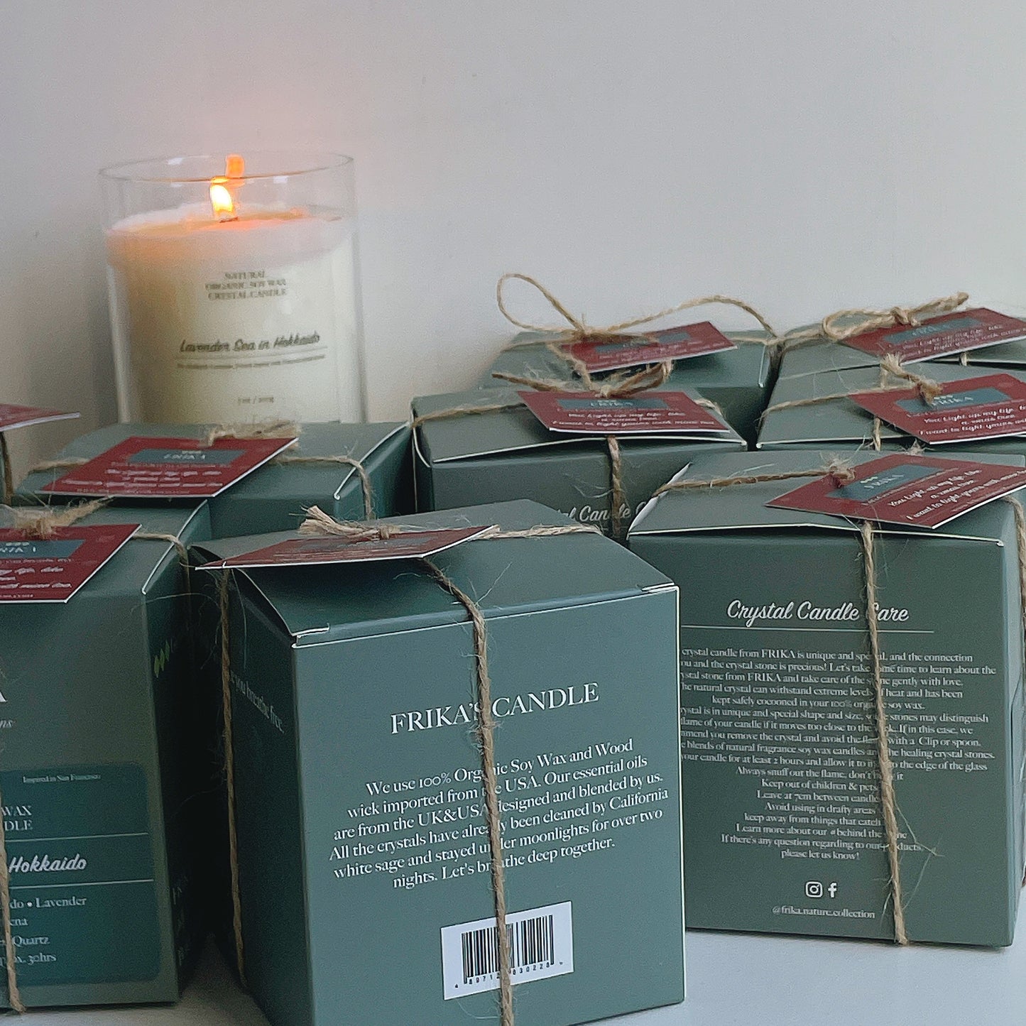 Flowers under Tuscan Sun Natural crystal stone candle with Crystal bamboo clip 200g