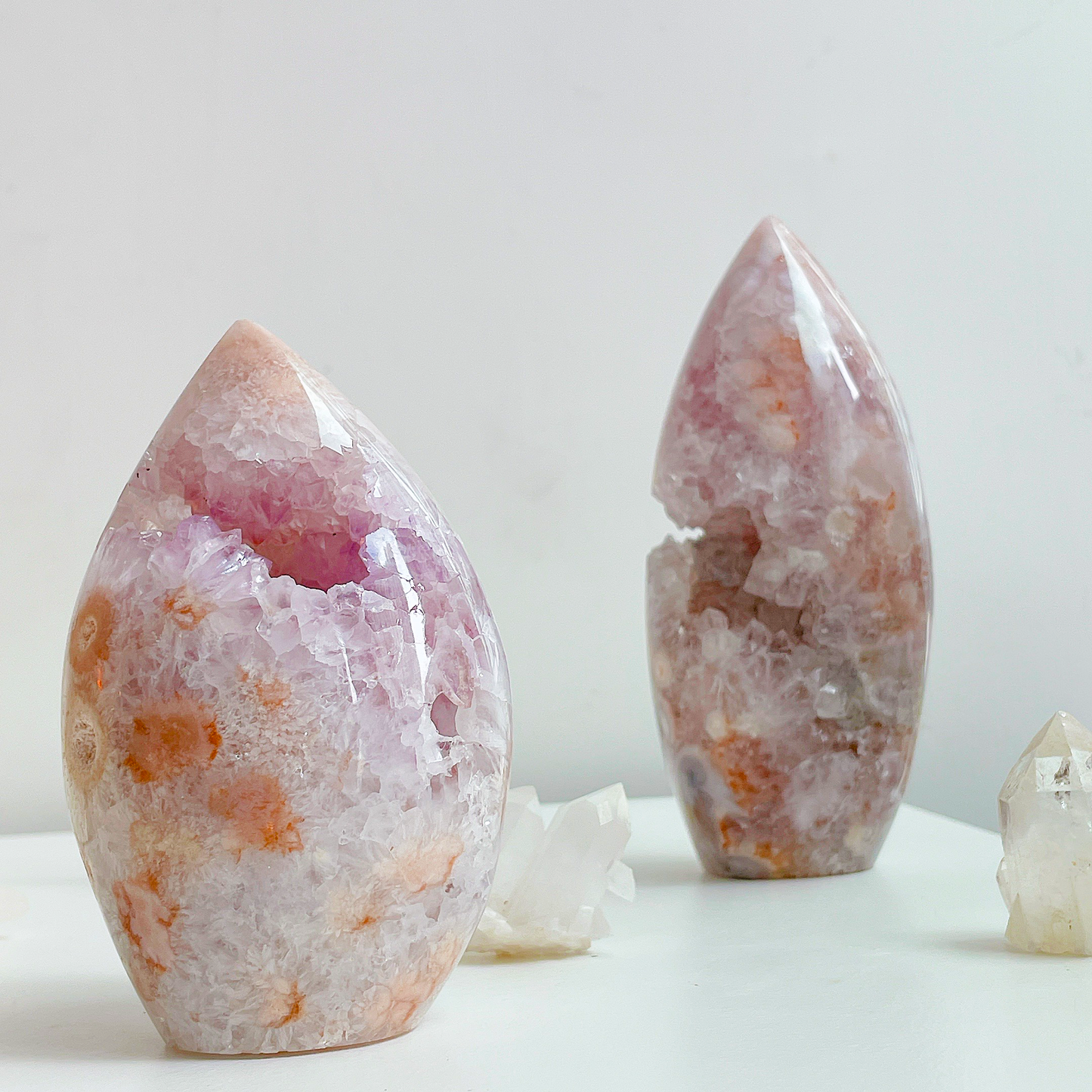 Pink Amethyst agate Freeform Crystal Geode Point