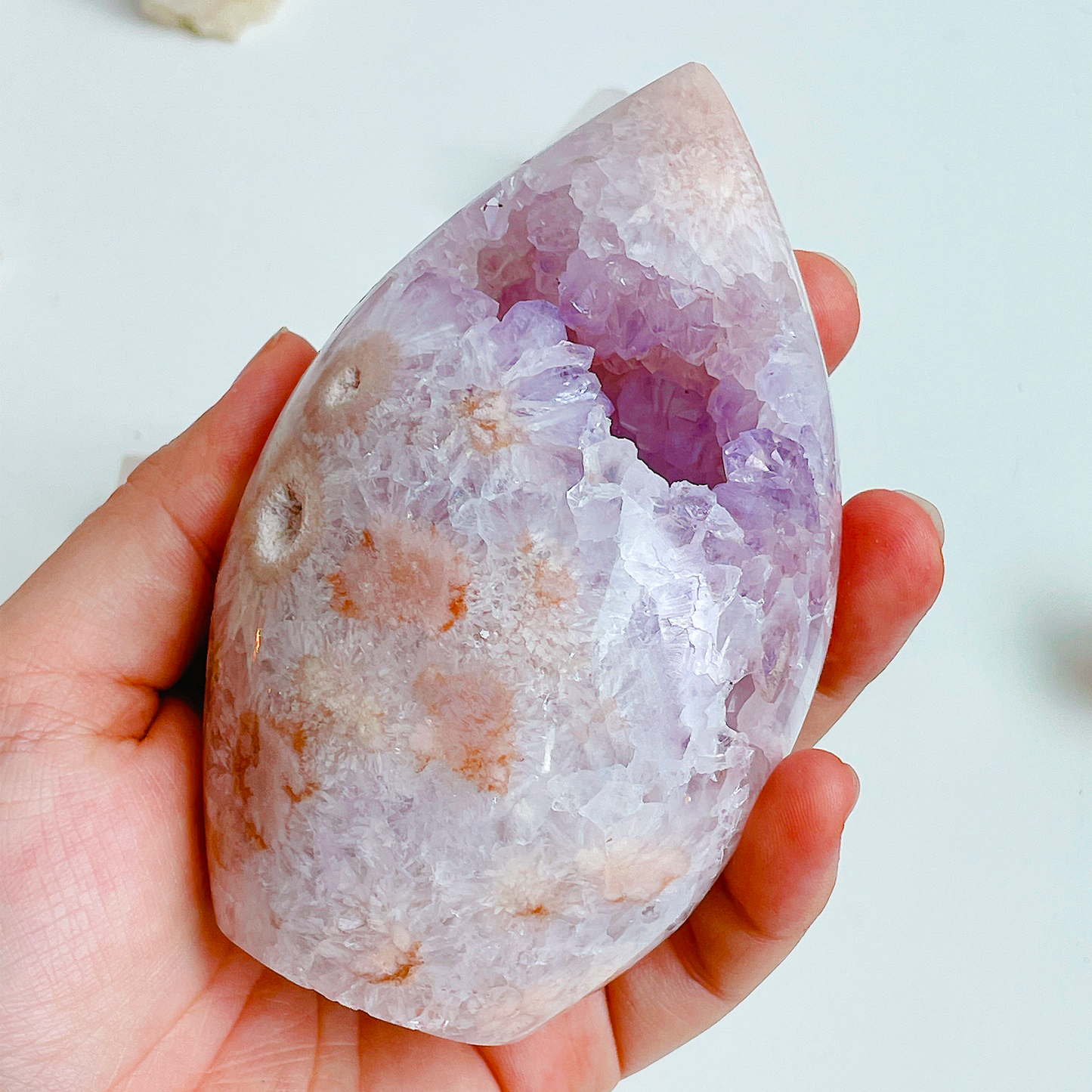 Pink Amethyst agate Freeform Crystal Geode Point