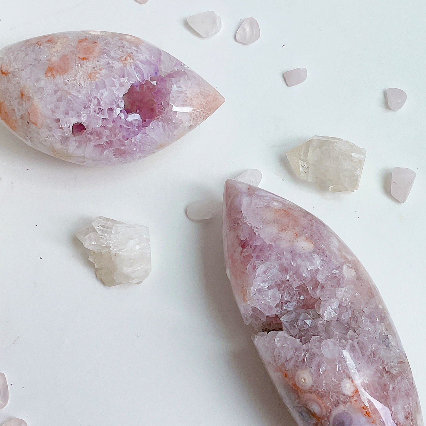 Pink Amethyst agate Freeform Crystal Geode Point