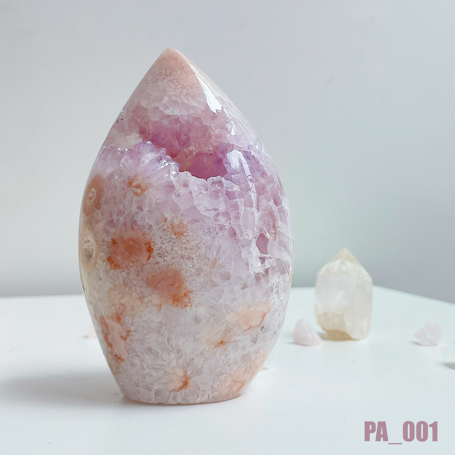 Pink Amethyst agate Freeform Crystal Geode Point