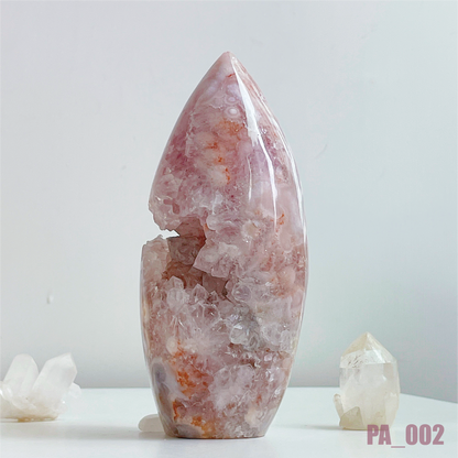 Pink Amethyst agate Freeform Crystal Geode Point