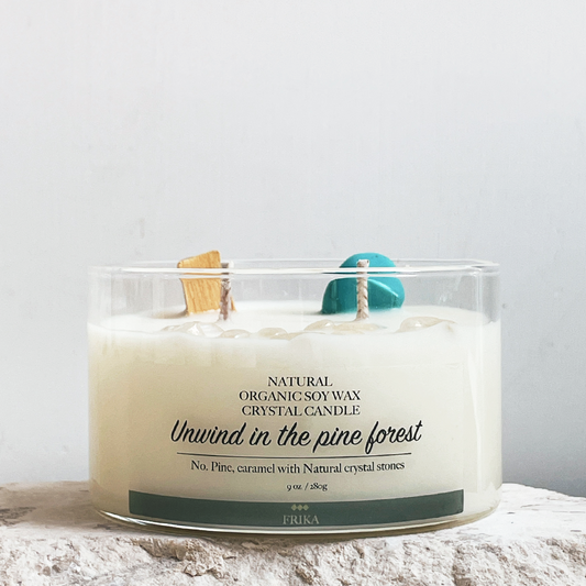 Unwind in the Pine Forest 原始松林秘境之旅100％有機天然大豆木燭芯香薰蠟燭(附贈楠竹水晶夾)280g<br>