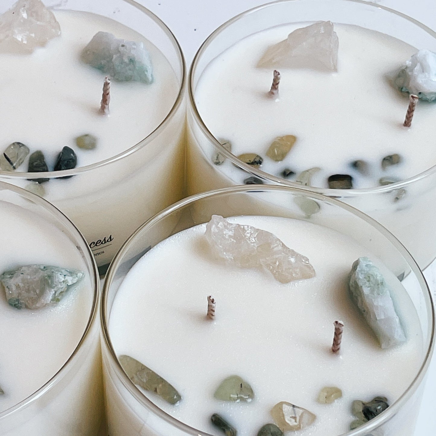 Its all Part of the Process Natural crystal stone candle with Crystal bamboo clip 200g